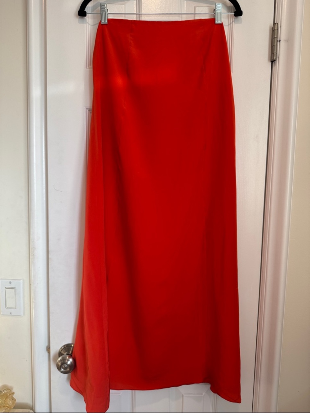 Silk Red Orange Women’s flowy Maxi Dress
